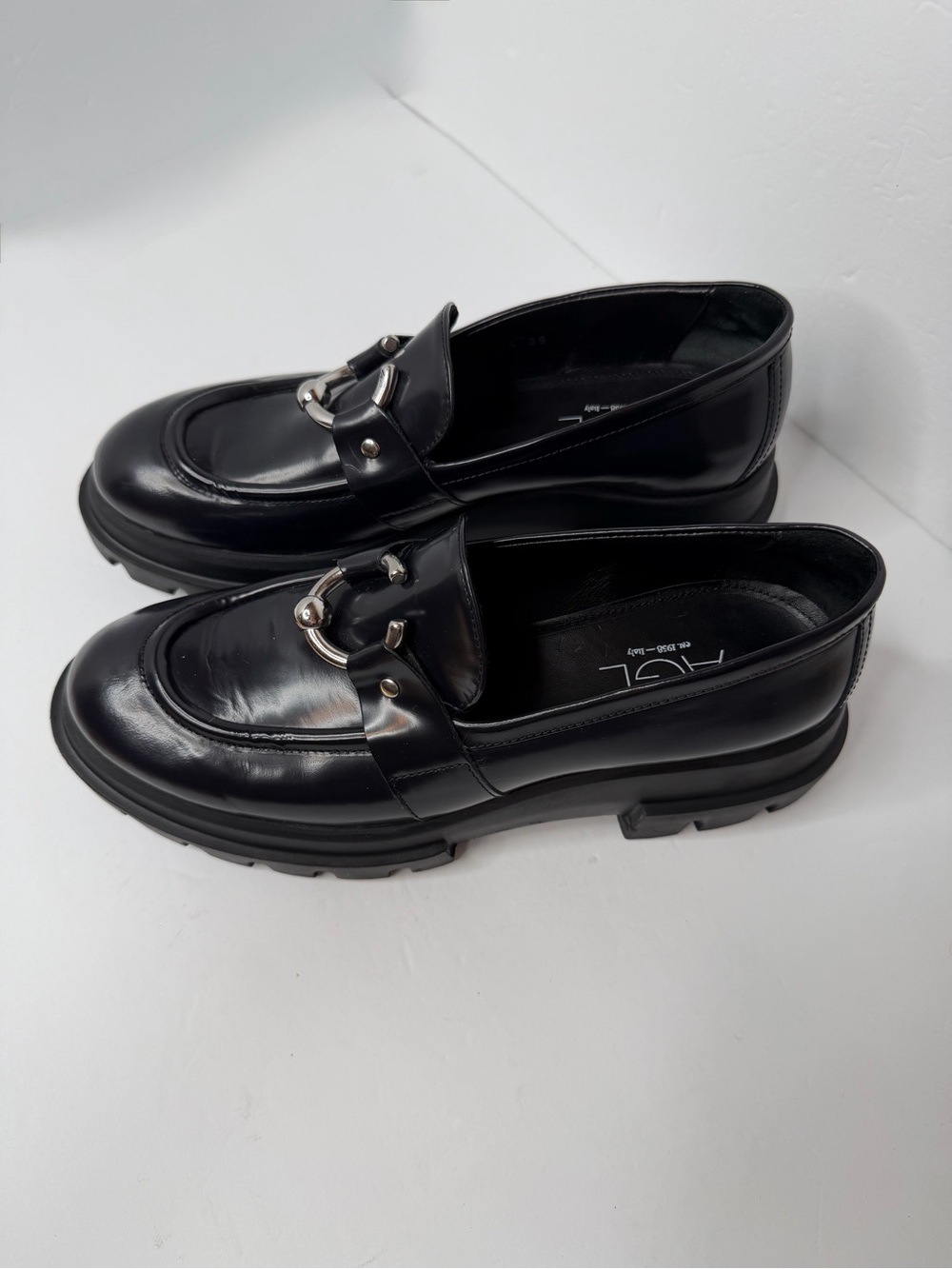 AGL Monique chunky sole leather loafers in black leather Women's EU 39/ 8.5-9 US - Picture 4 of 15